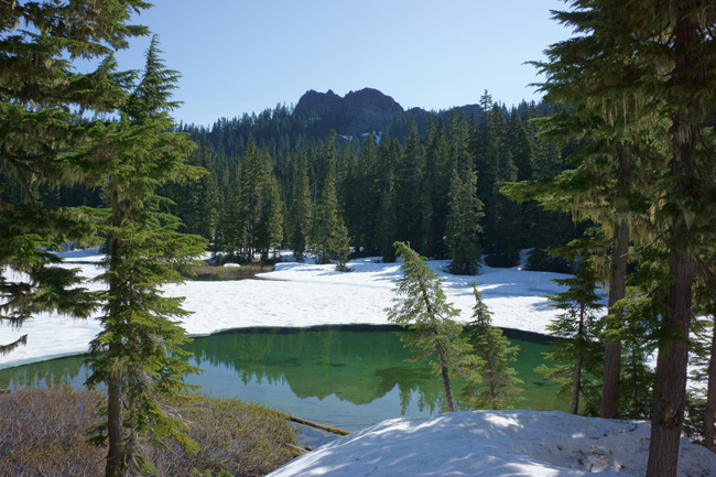 Christine Lake, with snow