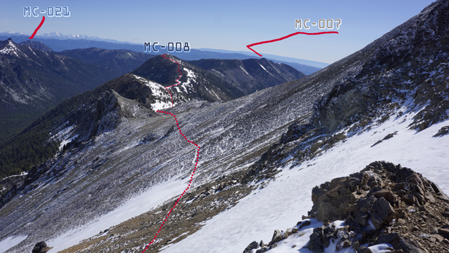 Crossing steep rock field