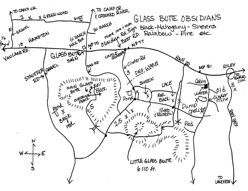 Central Oregon Rockhounding Map Glass Butte, Or | Sep-2012 | Pnwsota.org