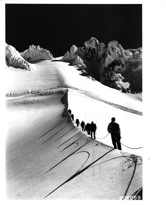 Forest Service photo looking up Hogsback (black and white)