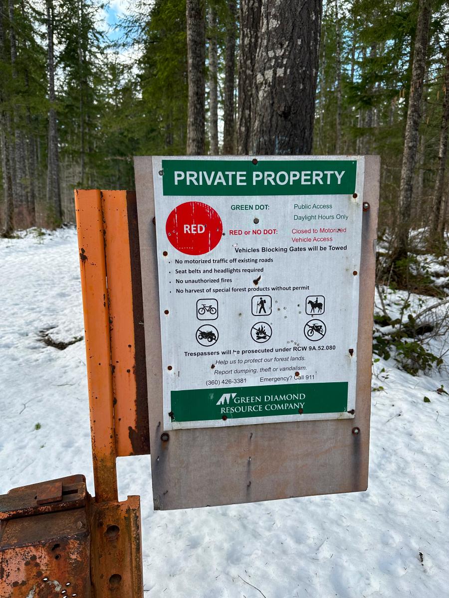 Private Property sign denoting that non-motorized trail usage is permitted