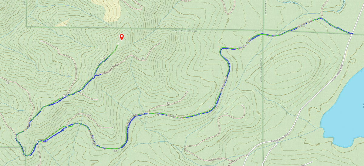 Gaia GPS map showing the route I took