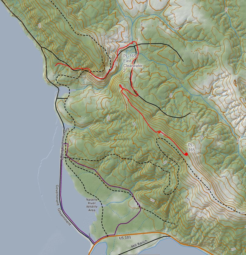 Topo Map Showing Route