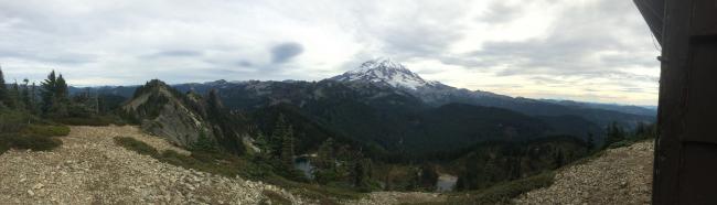 Panographic shot of Rainier from Tolmie Peak