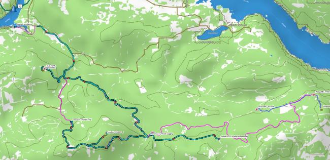 Attempted route for Winters. Gate locations shown