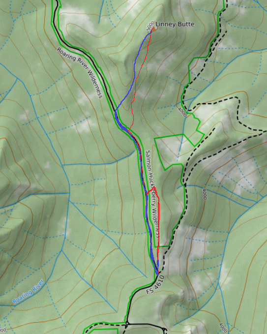 Pictured: my mistaken ascent, and then my somewhat better descent.