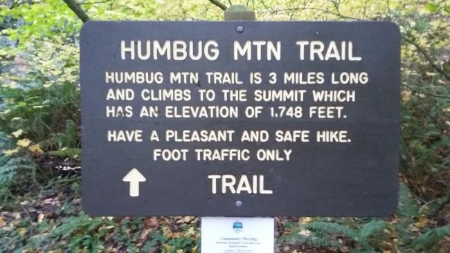 Humbug Mountain trail sign