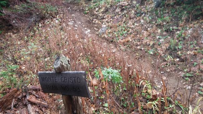 Monte Cristo trail and sign
