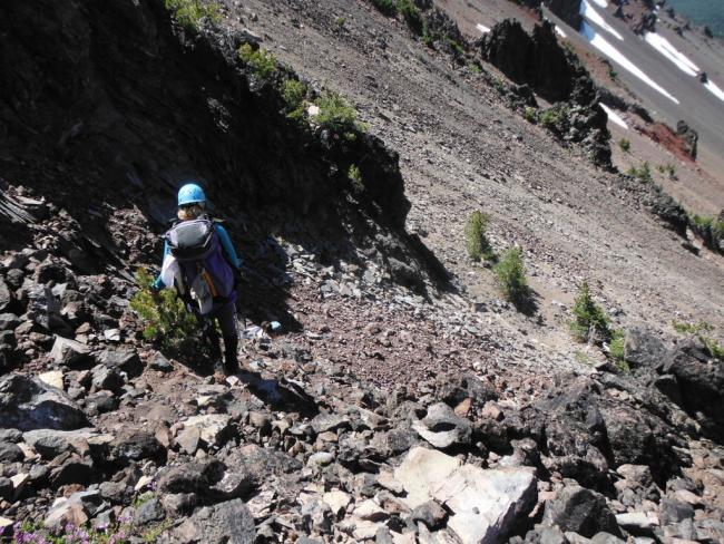 Scree descent from the ridge