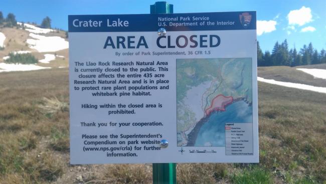 Llao Rock Closure Sign