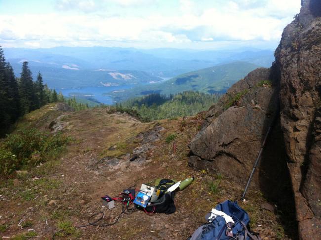 Set up on the fire lookout ledge