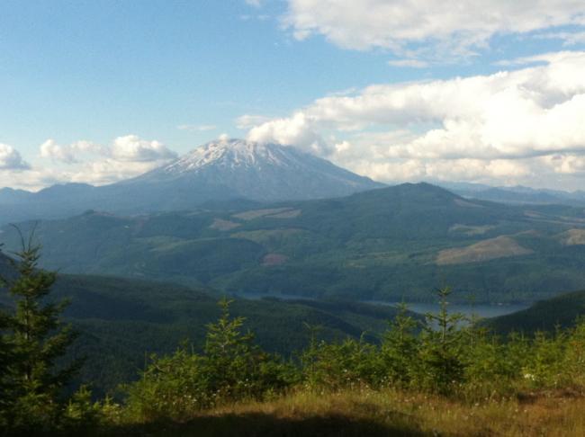 View of Mt. St. Helens from about a mile in