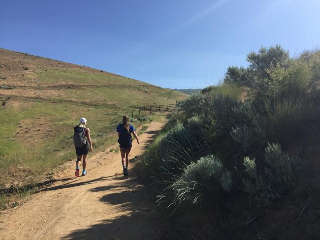 Hiking up with the girls