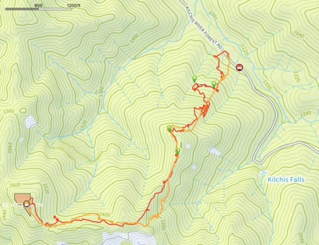 Image of topo map showing tracks, waypoints