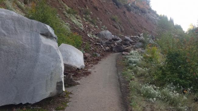 Rockslide blocking the road