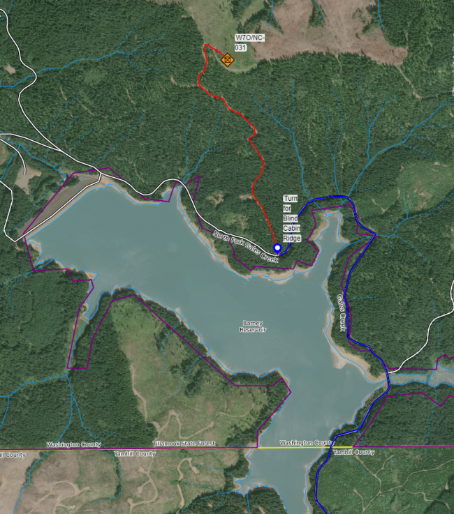 Map to Blind Cabin Ridge