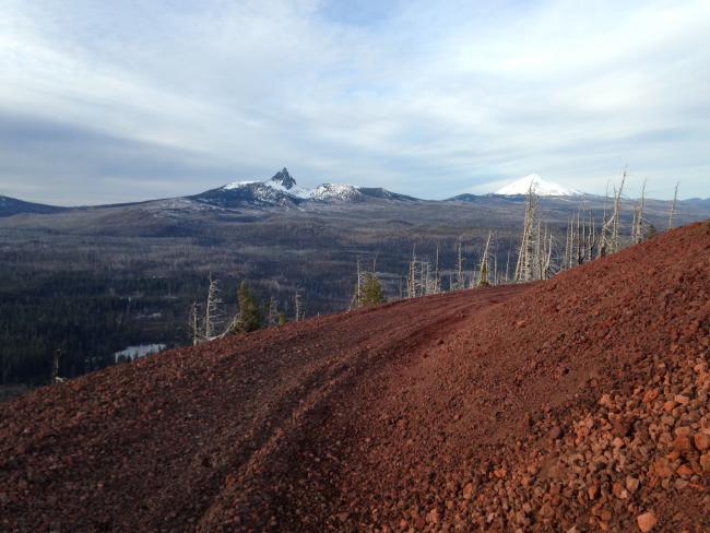 heading back down the cinder cone