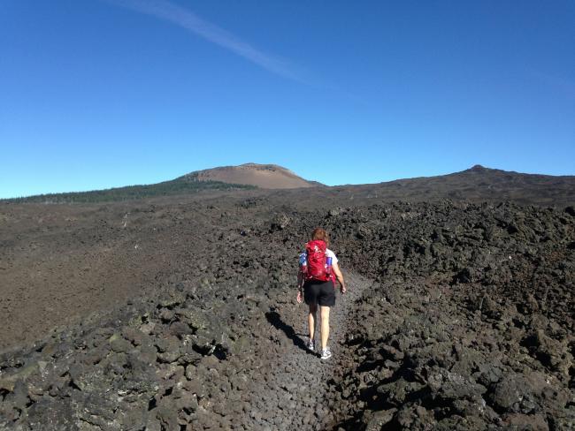 Most of the trail goes through a lava field, so you can't miss it!