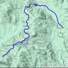 Google maps directions from Waddell Creek Road to the summit