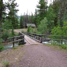 Packbridge and guard station on N. Fork of Blackfoot River