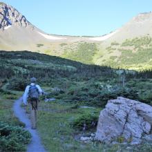 Upper Basin and Firebrand Pass near split in trail