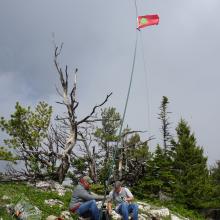 Summit on a windy day