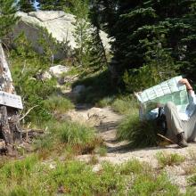 Trail Junction in saddle on southeast ridge of Bilk
