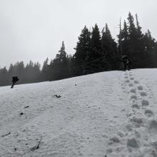 Near the ridge we needed to climb a snow field
