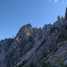 This shows the craggy ridge line of Lemei