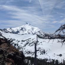 A view of Mt. Jefferson looking back from most of the way up Dinah-Mo's spire