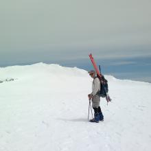 At the false summit with the true summit in the background