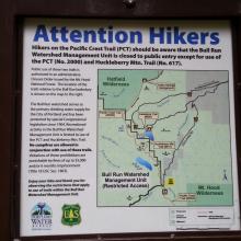 Notice regarding traversing the Bull Run Watershed on the PCT