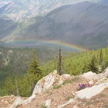 Rainbow from Stormy Mountain Summit