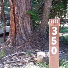 Road 350 and mining claim sign