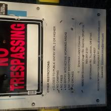 No Trespassing Sign on Stimpson Gate Placard