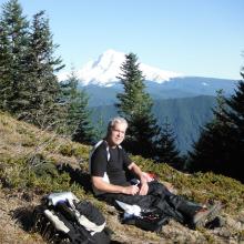 Operating with a view of Mount Hood