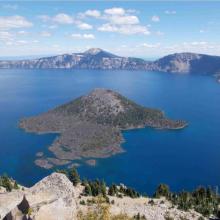 Wizard Island from top of Cletwood Cove Trail