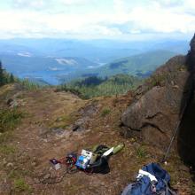 Set up on the fire lookout ledge