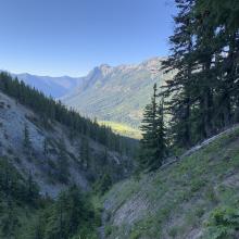 Climbing out of Cle Elum River Valley towards Paddy Go Easy Pass.  