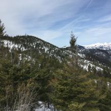Old Pass Hill comes into view at about mile 3 on the road