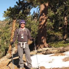 Fresh snow and icy patches on the trail