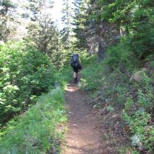 KG7EJT heads up the Stafford Creek Trail