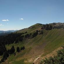 First view of Norse peak, center, about 3/4 mile away