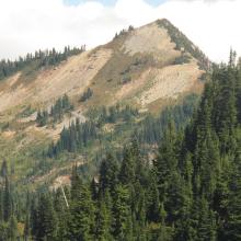Telephoto of Tahtlum Peak from TH just below Chinook Pass