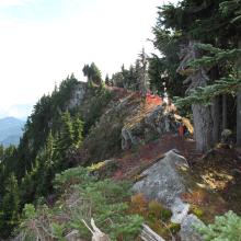 Tim, KG7EJT nearing summit of Cowboy Mountain