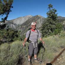 Enroute to Thunder Mountain.  Mount San Antonio (Baldy) in the center distance, 10,064 feet.