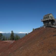 Summit of Lava Butte, 5,020 feet, with fire lookout on top