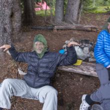 Protected from Bugs at Camp.  Doug on Left, Michelle on Right.  Photo KG7EJT