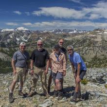 Entire team on summit - Pyramid Mountain, looking West. Photo KG7EJT.