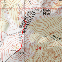 Park Benchmark SOTA Map.  1.1 Miles RT & 540 Feet Cumulative Elevation Gain